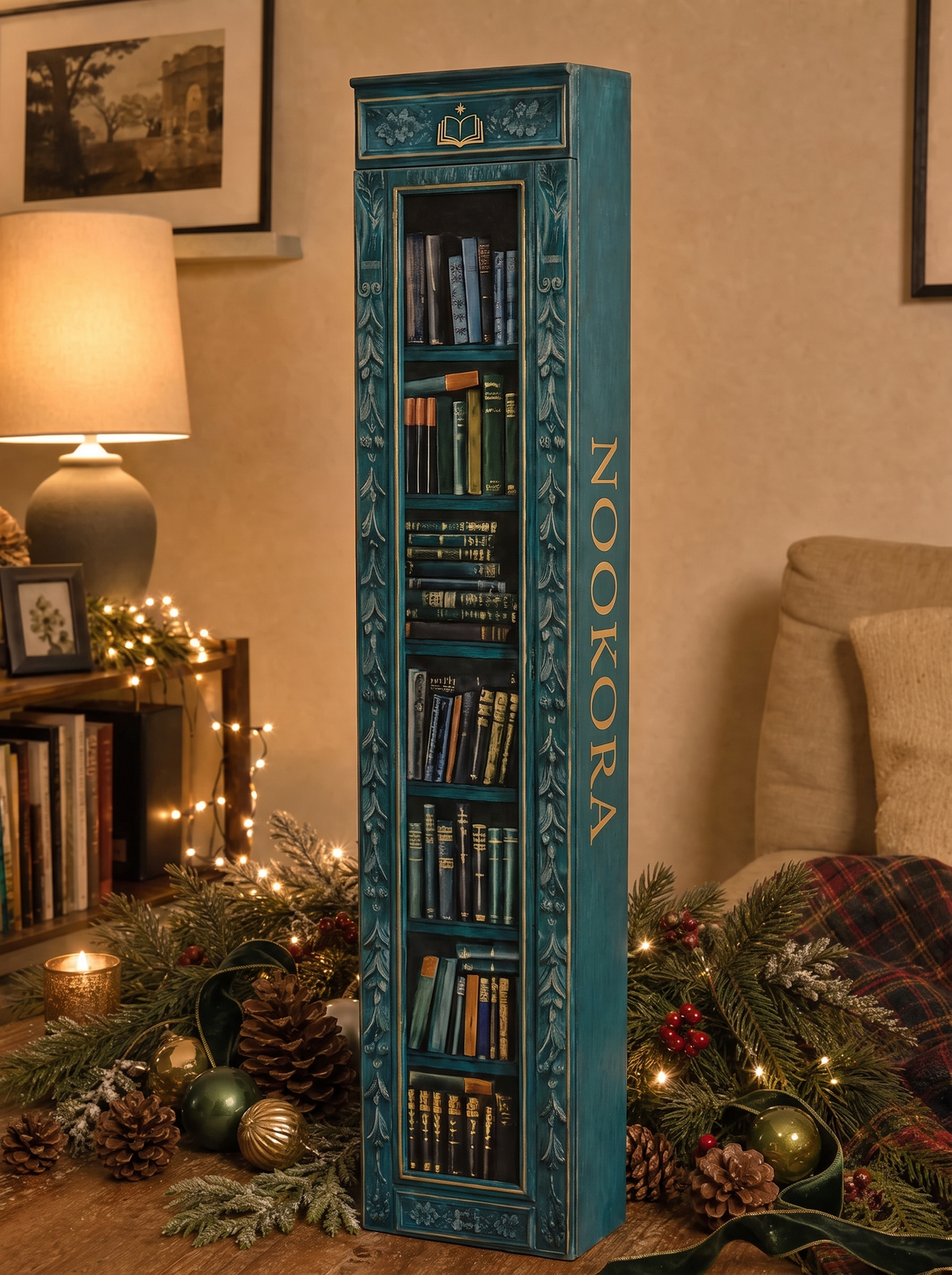 NOOKORA bookshelf advent calendar in emerald teal